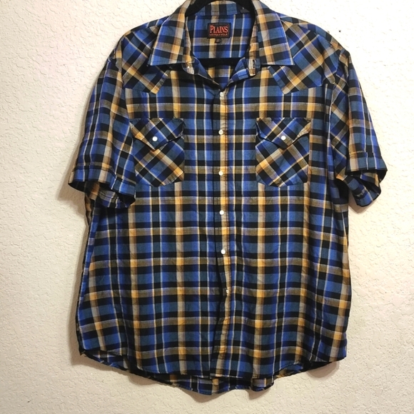 plains western wear Other - Plains Western Wear Plaid Pearl Snap Cowboy Shirt Men's XL Cowboy Retro